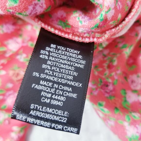 AFRM Ditsy Dana Bodysuit Puff Long Sleeves Plunging Neckline - Picture 9 of 11